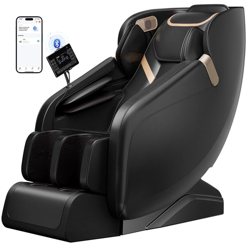 4D Massage Chair Full Body, Zero Gravity Massage Chair with Heat and Foot Massage with Airbags, Kneading, Bluetooth, LCD Touch Control - Black