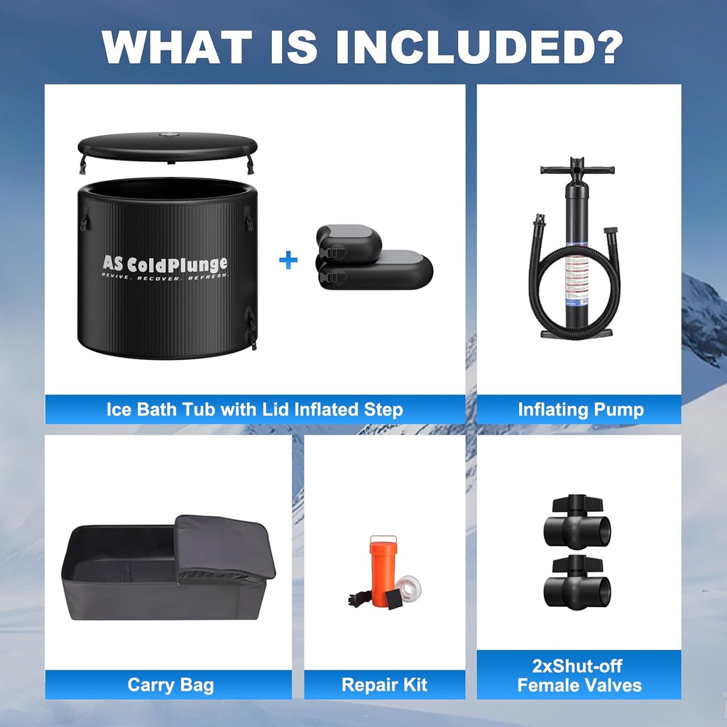Ice Bath Tub & Cold Plunge Chiller Kit, 1/3HP Ice Bath Chiller with Built-In Pump & Filter, XL 120 Gal Insulated Ice Pod Pro, Cold Plunge Tub with Water Chiller for Cold Therapy